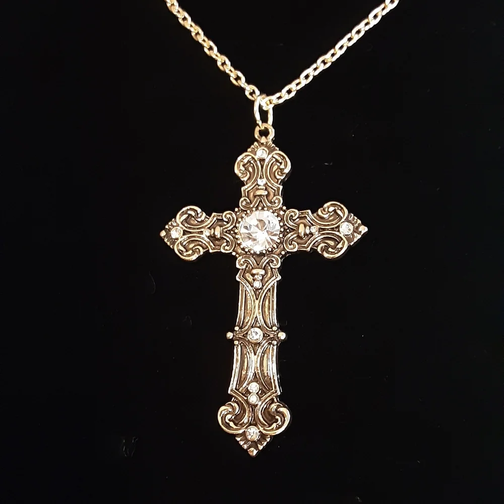 Handmade Cross Pendant Necklace Gold - Picture 2 of 4